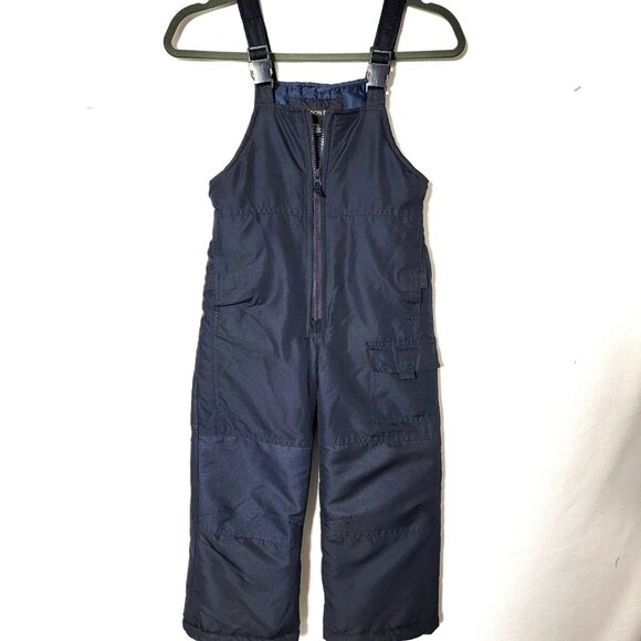 London Fog Childs Snow Bib Overalls Sz 5/6 Insulated Pockets Buckle Straps Navy - Picture 1 of 14